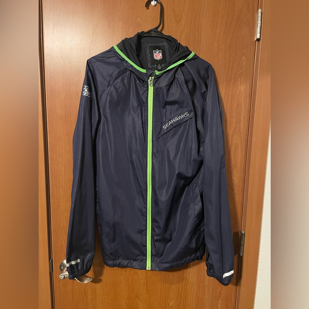 Seahawks zip up rain jacket size Medium